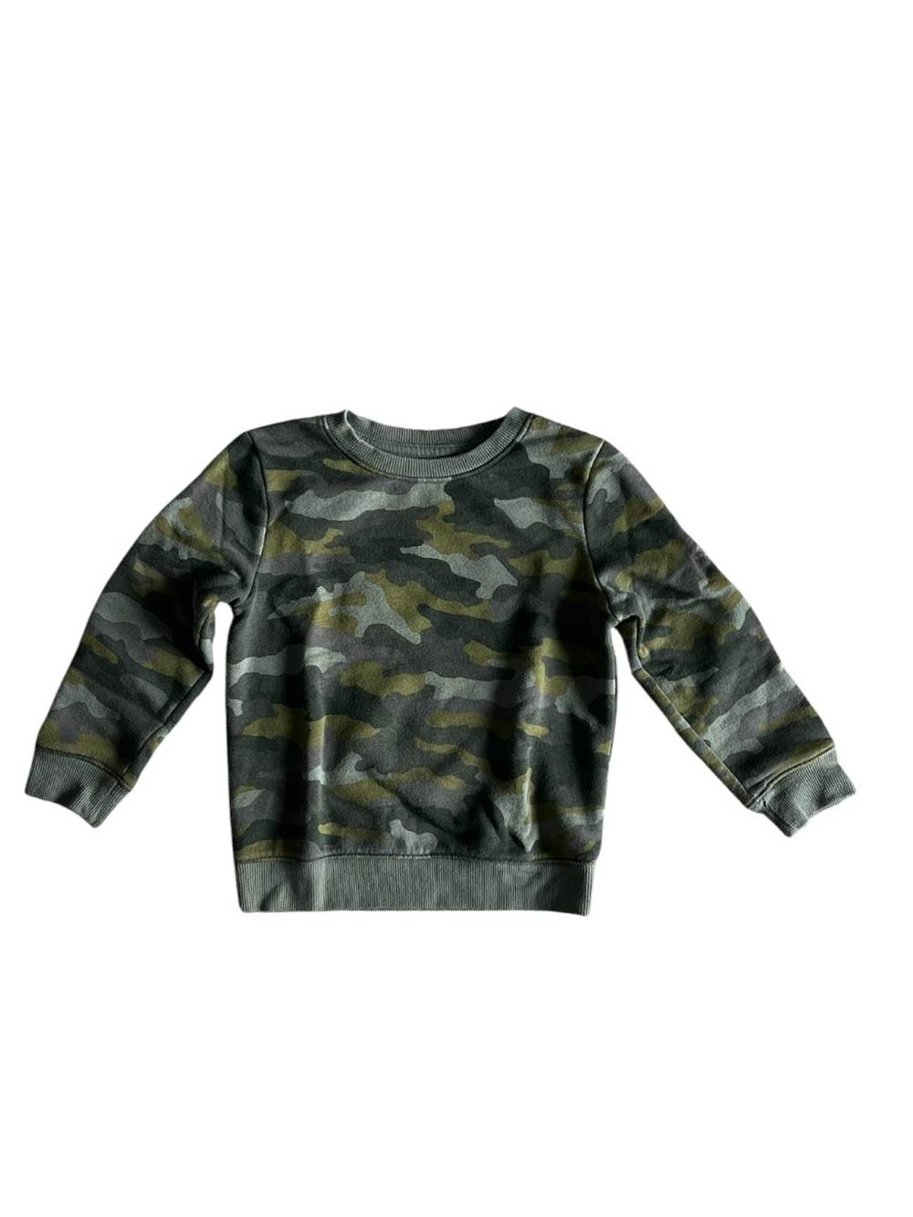 Cat & Jack Kids Camo Crewneck Sweatshirt - Olive & Dark Green Size 4T